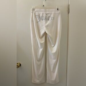 White Velour Pants with Rhinestone Detail